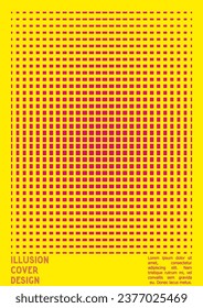 Abstract Poster Design with Optical Illusion Effect. Modern Psychedelic Cover Page Collection. Colourful Wave Lines Background. Fluid Stripes Art. Swiss Design. Vector Illustration for Report.