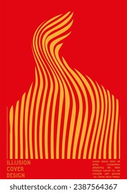 Abstract Poster Design with Optical Illusion Effect. Modern Psychedelic Cover Page Collection. Colourful Wave Lines Background. Fluid Stripes Art. Swiss Design. Vector Illustration for Banner. 