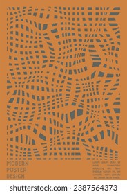 Abstraktes Poster-Design mit optischem Illusionseffekt. Modern Psychedelic Cover Page Collection. Brauner Wind legt den Hintergrund fest. Fluid Stripes Art. Swiss Design. Vektorgrafik für den Bericht, 