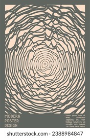 Abstract Poster Design with Optical Illusion Effect. Modern Psychedelic Cover Page Collection. Brown Wave Lines Background. Fluid Stripes Art. Swiss Design. Vector Illustration for Presentation