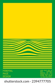 Abstract Poster Design with Optical Illusion Effect. Minimal Psychedelic Cover Page Collection. Monochrome Wave Lines Background. Fluid Stripes Art. Swiss Design. Vector Illustration for Flyer.