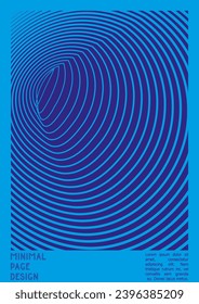 Abstract Poster Design with Optical Illusion Effect. Minimal Psychedelic Cover Page Collection. Neon Wave Lines Background. Fluid Stripes Art. Swiss Design. Vector Illustration for Magazine.