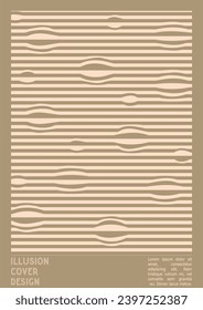 Resumen Diseño de afiches con efecto de ilusión óptica. Colección mínima de portadas psicodélicas. Fondo de las líneas de ondas grises. Arte de Rayas Fluidas. Diseño Suizo. Ilustración vectorial para presentación