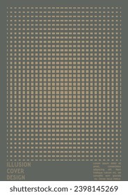 Abstract Poster Design with Optical Illusion Effect. Minimal Psychedelic Cover Page Collection. Grey Wave Lines Background. Fluid Stripes Art. Swiss Design. Vector Illustration for Report, 