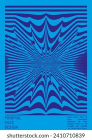 Abstract Poster Design with Optical Illusion Effect. Minimal Psychedelic Cover Page Collection. Monochrome Wave Lines Background. Fluid Stripes Art. Swiss Design. Vector Illustration for Flyer.