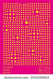 Abstract Poster Design with Optical Illusion Effect. Modern Psychedelic Cover Page Collection. Monochrome Wave Lines Background. Fluid Stripes Art. Swiss Design. Vector Illustration for Booklet. 