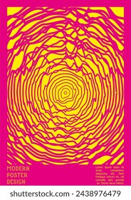 Abstract Poster Design with Optical Illusion Effect. Minimal Psychedelic Cover Page Collection. Neon Wave Lines Background. Fluid Stripes Art. Swiss Design. Vector Illustration for Report.
