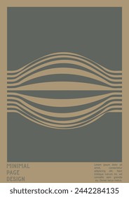 Diseño de póster abstracto con efecto de ilusión óptica. Colección de portadas psicodélicas minimalista. Fondo de líneas de onda gris. Arte de rayas fluidas. Diseño suizo. Ilustración vectorial para Banner. 