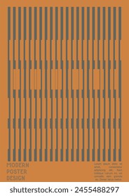 Abstract Poster Design with Optical Illusion Effect. Modern Psychedelic Cover Page Collection. Brown Wave Lines Background. Fluid Stripes Art. Swiss Design. Vector Illustration for Magazine,