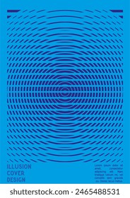 Abstract Poster Design with Optical Illusion Effect. Modern Psychedelic Cover Page Collection. Colourful Wave Lines Background. Fluid Stripes Art. Swiss Design. Vector Illustration for Booklet. 