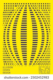 Diseño Abstractas del cartel con efecto óptico de la ilusión. Colección de portada psicodélica mínima. Fondo de líneas de onda brillante. Fluid Stripes Art. Diseño suizo. Ilustración vectorial para Folleto.