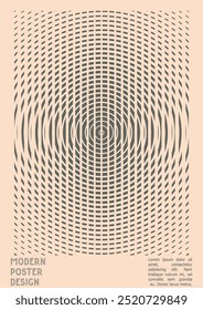 Abstract Poster Design with Optical Illusion Effect. Minimal Psychedelic Cover Page Collection. Grey Wave Lines Background. Fluid Stripes Art. Swiss Design. Vector Illustration for Report, 