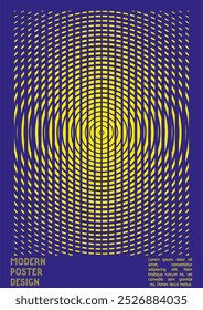 Abstract Poster Design with Optical Illusion Effect. Modern Psychedelic Cover Page Collection. Colourful Wave Lines Background. Fluid Stripes Art. Swiss Design. Vector Illustration for Placard.