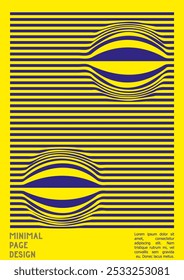 Abstract Poster Design with Optical Illusion Effect. Minimal Psychedelic Cover Page Collection. Monochrome Wave Lines Background. Fluid Stripes Art. Swiss Design. Vector Illustration for Placard.