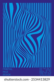 Abstract Poster Design with Optical Illusion Effect. Modern Psychedelic Cover Page Collection. Colourful Wave Lines Background. Fluid Stripes Art. Swiss Design. Vector Illustration for Brochure.