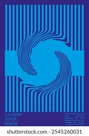 Abstract Poster Design with Optical Illusion Effect. Modern Psychedelic Cover Page Collection. Colourful Wave Lines Background. Fluid Stripes Art. Swiss Design. Vector Illustration for Brochure.