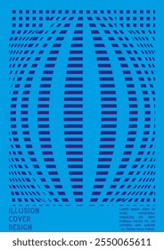 Abstract Poster Design with Optical Illusion Effect. Minimal Psychedelic Cover Page Collection. Monochrome Wave Lines Background. Fluid Stripes Art. Swiss Design. Vector Illustration for Report.