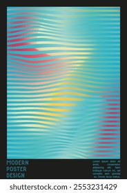 Abstract Poster Design with Optical Illusion Effect. Modern Psychedelic Cover Page Collection. Pastel Wave Lines Background. Fluid Stripes Art. Swiss Design. Vector Illustration for Booklet. 