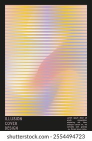 Abstract Poster Design with Optical Illusion Effect. Minimal Psychedelic Cover Page Collection. Colorful Wave Lines Background. Fluid Stripes Art. Swiss Design. Vector Illustration for Flyer.