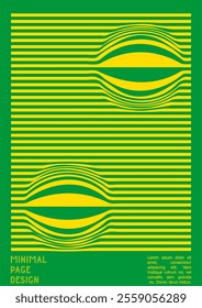 Abstract Poster Design with Optical Illusion Effect. Modern Psychedelic Cover Page Collection. Monochrome Wave Lines Background. Fluid Stripes Art. Swiss Design. Vector Illustration for Magazine.