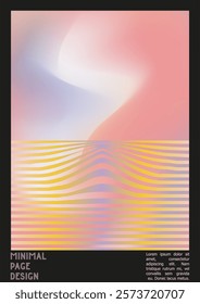 Abstract Poster Design with Optical Illusion Effect. Minimal Psychedelic Cover Page Collection. Brown Wave Lines Background. Fluid Stripes Art. Swiss Design. Vector Illustration for Magazine.