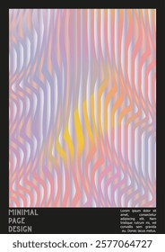 Abstract Poster Design with Optical Illusion Effect. Minimal Psychedelic Cover Page Collection. Neon Wave Lines Background. Fluid Stripes Art. Swiss Design. Vector Illustration for Banner. 