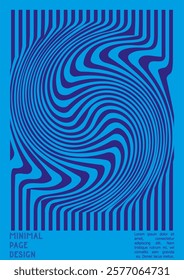 Abstract Poster Design with Optical Illusion Effect. Modern Psychedelic Cover Page Collection. Monochrome Wave Lines Background. Fluid Stripes Art. Swiss Design. Vector Illustration for Magazine.