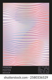 Abstract Poster Design with Optical Illusion Effect. Modern Psychedelic Cover Page Collection. Colourful Wave Lines Background. Fluid Stripes Art. Swiss Design. Vector Illustration for Magazine.