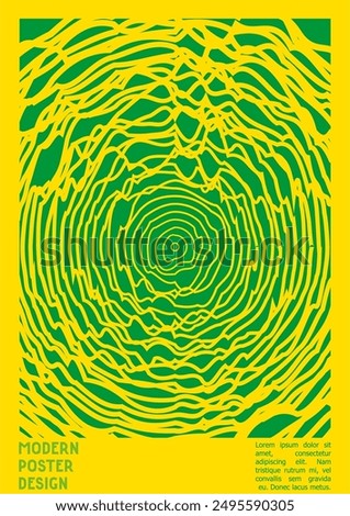 Abstract Poster Design with Optical Illusion Effect. Modern Psychedelic Cover Page Collection. Colourful Wave Lines Background. Fluid Stripes Art. Swiss Design. Vector Illustration for Banner. 
