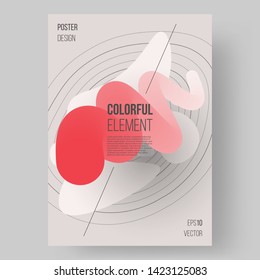 Abstract poster design. Red white liquid shape. Futuristic graphic element and line. Eps10 vector.