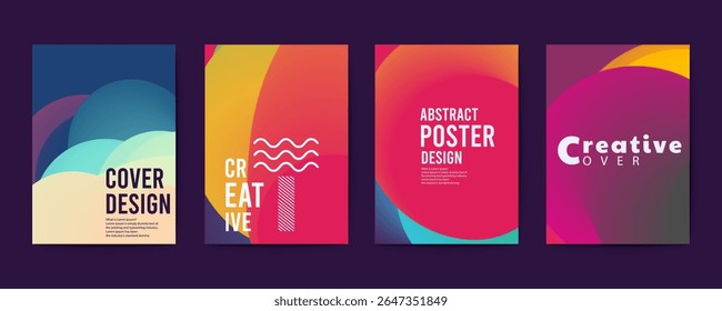 Diseño de póster abstracto, conjunto de pósters de Vector geométrico abstracto modernista con Formas aisladas minimalistas de moda, diseño ideal para redes sociales, portada, Anuncio, volante, música, anuncios.