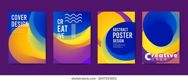 abstract poster design, set of modernist abstract geometric vector posters with trendy minimalist isolated shapes, Ideal design for social media, cover, banner, flyer, music, ads.