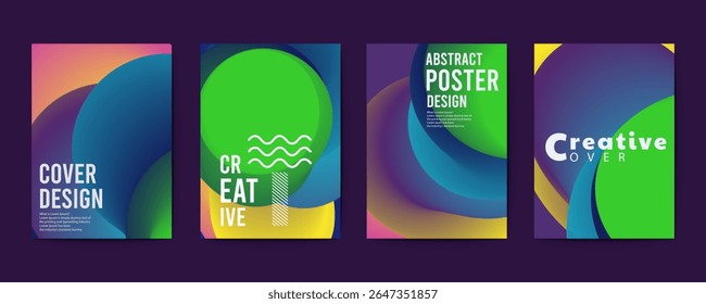 abstract poster design, set of modernist abstract geometric vector posters with trendy minimalist isolated shapes, Ideal design for social media, cover, banner, flyer, music, ads.