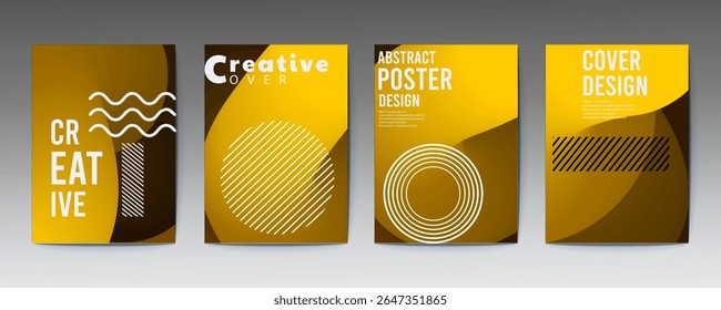 abstract poster design, set of modernist abstract geometric vector posters with trendy minimalist isolated shapes, Ideal design for social media, cover, banner, flyer, music, ads.