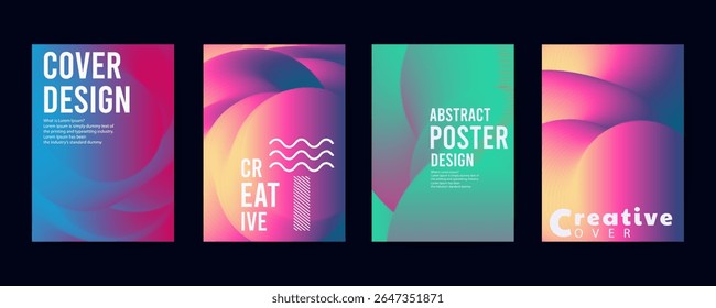 abstraktes Plakatdesign, Set von modernistischen abstrakten geometrischen Vektorplakaten mit trendigen minimalistischen, isolierten Formen, Ideales Design für Social Media, Cover, Banner, Flyer, Musik, Anzeigen.
