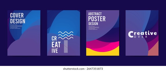 abstract poster design, set of modernist abstract geometric vector posters with trendy minimalist isolated shapes, Ideal design for social media, cover, banner, flyer, music, ads.