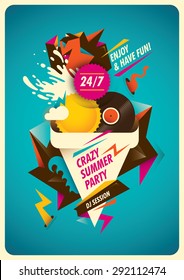 Abstract poster design for summer party. Vector illustration.