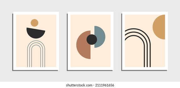 Abstract poster design template. Minimal brochure designs. Abstract bohemian Scandinavian mid century art designs.