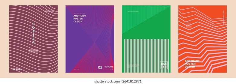 Abstract Poster Design Templates Geometric Line Art Styles. Social media, Cover, Banner, Flyer, Ads