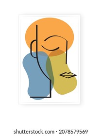 Abstract poster design, vector. Minimalist wall art design. Human faces silhouettes illustration. Wall artwork 