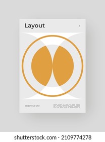 Abstract Poster Design. Vertical A4 format. Bauhaus brochure. Modernism aesthetics. Minimal illustration brutalism inspired.