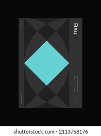 Abstract Poster Design. Vertical A4 format. Bauhaus brochure. Modernism aesthetics. Minimal illustration brutalism inspired.