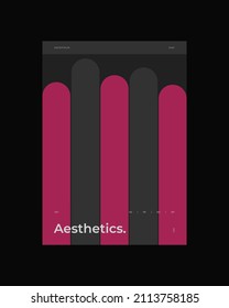 Abstract Poster Design. Vertical A4 format. Bauhaus brochure. Modernism aesthetics. Minimal illustration brutalism inspired.