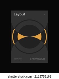 Abstract Poster Design. Vertical A4 format. Bauhaus brochure. Modernism aesthetics. Minimal illustration brutalism inspired.