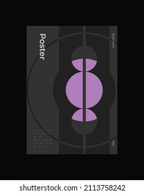 Abstract Poster Design. Vertical A4 format. Bauhaus brochure. Modernism aesthetics. Minimal illustration brutalism inspired.