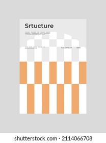 Abstract Poster Design. Vertical A4 format. Bauhaus brochure. Modernism aesthetics. Minimal illustration brutalism inspired.