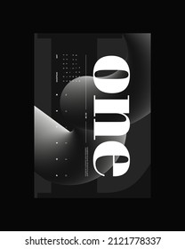 Abstraktes Poster Design. Vertikales A4-Format. Strenge und diskrete Broschüre. Typ und 3D-Formen.