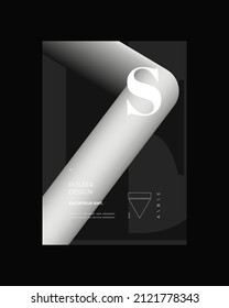 Resumen Diseño de afiches. Formato vertical A4. Folleto estricto y discreto. Teclee y formas 3D.