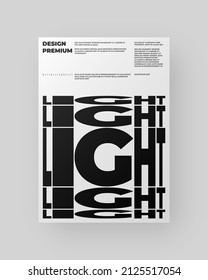 Abstract Poster Design. Vertical A4 format. Modernism brochure. Refraction and Distortion Glass Effect. Minimal illustration brutalism inspired.