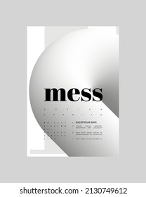 Abstract Poster Design. Vertical A4 format. Strict and discreet brochure. Type and 3D shapes.